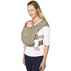 Ergobaby Embrace Babydrager voor pasgeborenen, fysiologisch en ergonomisch, extreem zacht, olijf
