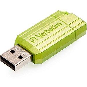 Verbatim PinStripe USB-stick, 16 GB, USB 2.0, geheugenstick, USB, voor laptop, ultrabook tv, autoradio, Stick USB 2.0, USB-stick met drukmechanisme, eucalyptusgroen