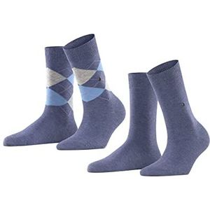 Burlington Everyday Mix 2-pack ademende katoenen sokken versterkt duurzaam zachte mix effen patroon fantasie argyle voor dagelijks leven en werk multipack set van 2 paar, Blauw (Light Denim 6660)