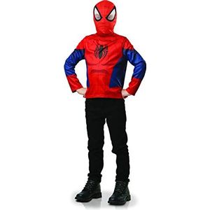 Rubie's - Plastron-set Spiderman Rubies kostuum top en masker, officiële Marvel Spider-Man, Eén maat-I-300108, I-300108, rood