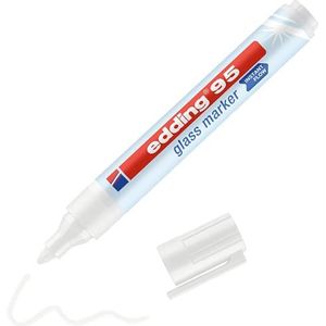 Edding 95 glasmarkers - wit - 1 stift - ronde punt 1,5-3 mm - afwasbare glasmarkeringen - markeringen van glasoppervlakken (glas, whiteboard) - droog afwasbaar