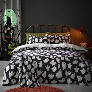 Bedlam - Halloween fleece beddengoed - griezelige geesten - eenpersoonsbed in grijs
