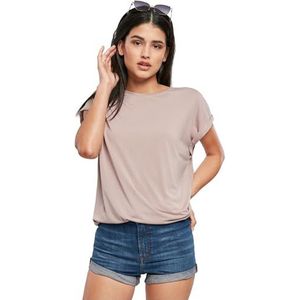 Urban Classics Modal Extended Shoulder Tee dames T-shirt met overgesneden schouders in vele kleuren maten XS tot 5XL, Donker roze