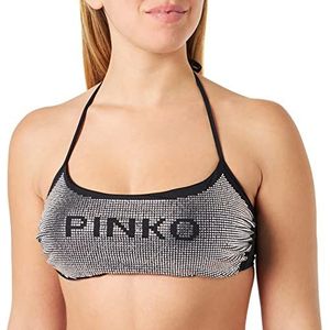 Pinko Idylle Top-Bikini Tecno Jerse bovendeel dames, Zi4_zwart/kristal, M, Zi4_zwart/kristal