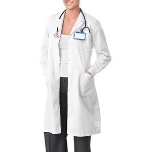 AIESI® Laboratoriumdoktersjas voor dames, 100% katoen, wit gesanforiseerd, Wit.