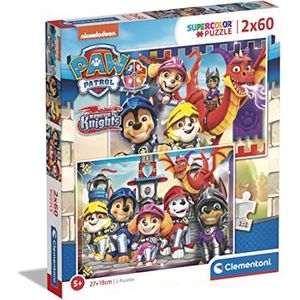 Clementoni 21621 Paw Patrol Supercolor Patrol puzzel 2 x 60 stukjes voor kinderen vanaf 5 jaar