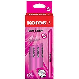 Kores High Liner markeerstift met afgeschuinde punt, roze, 12 stuks