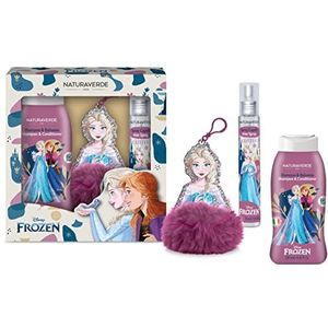Naturaverde | Kids – Disney Frozen – cadeauset Pon Pon, shampoo en balsem 250 ml en 75 ml glitter haarspray met sleutelhanger met Pon Pon Pon