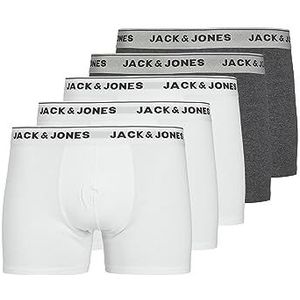 JACK & JONES Set van 5 boxershorts voor heren, wit/donkergrijs, maat XXL, wit, XXL, Wit