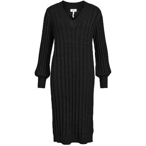 Object Objalice L/S Knit Dress Noos gebreide jurk voor dames, zwart.