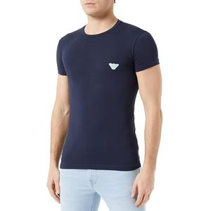 EMPORIO ARMANI Glanzend logo T-shirt voor heren, Navy Blauw