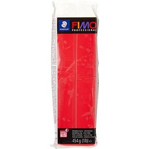 Professionele Staedtler FIMO, ovenhardende klei-achtige klassieke rode boetseerklei, voor specialisten en deskundige kunstenaars, 454 gram reep, 8041-200