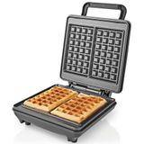 Nedis Wafelijzer - Belgische wafels - 22 x 12.5 cm - 1200 W - Automatische temperatuurregeling - ABS / Aluminium