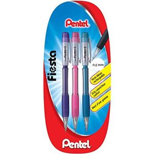 Pentel Fiesta II AX125W vulpotlood 0,5 mm, blister x 3 gesorteerd (paars, roze, hemelsblauw)