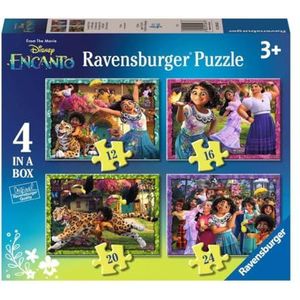 Ravensburger - Puzzel Charme, Disney, kinderpuzzel, 4 puzzels in 12, 16, 20, 24 stukjes, puzzel voor kinderen vanaf 3 jaar, puzzelgrootte 70 x 50 cm