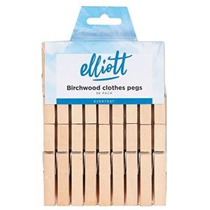 Elliott Pinces à linge en bois dur avec ressort hélicoïdal en métal pour une prise ferme, profilées pour éviter de laisser des marques sur les vêtements, ce lot comprend 36 pinces à linge idéales pour