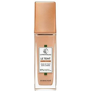 La Provençale - Le Foundation Light Care - 97% ingrediënten van natuurlijke oorsprong - Gemiddelde dekking - Alle huidtypes - Met BOB biologische olijfolie - Kleur: 25 Rosé Beige - 30 ml