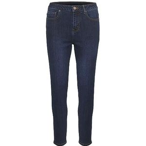 KAFFE Kaffe Dames Jeans Slim Fit Hoge Taille Regular Taille Denim Enkellengte Jeans Dames, Donkerblauw denim