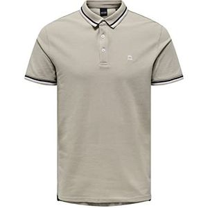 ONLY & SONS Onsfletcher Slim Ss Polo Noos Poloshirt voor heren, Castor grijs / Details: contrasterende zwarte en witte glanzende strepen