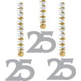 Folat 7449 Rotorspiraal om op te hangen, 25 stuks, voor zilveren bruiloft, verjaardag, 3 stuks, zilverkleurig