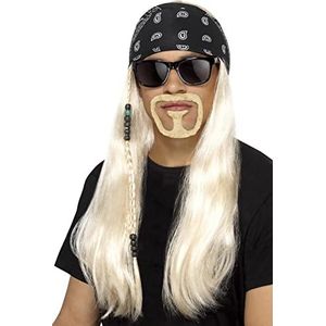 Smiffys Hard Rocker Blond Set met pruik, bandana, baard en bril