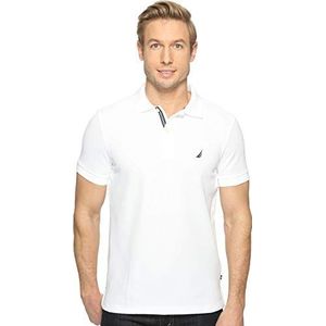 Nautica Slim Fit Short Sleeve Solid Poloshirt voor heren, wit glanzend, M, Briljant wit