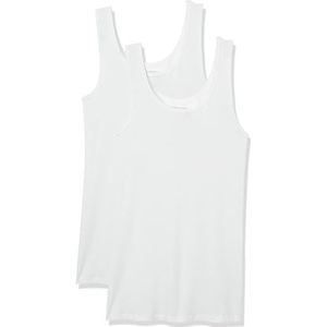 Amazon Essentials Tanktop voor dames, slim fit, 2 stuks, wit, XS