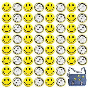 Cersaty® Smiley-badges voor knutselwerk, schoolprojecten, feesten, cadeaus voor kinderen, overhemden, hoeden, geel, wit blik, Blik