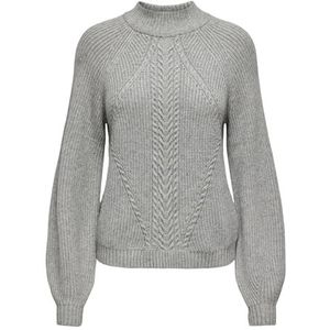 ONLY Onlkatia Ls Detail Highneck CC KNT Pull en tricot pour femme, Mélange de gris moyen., M