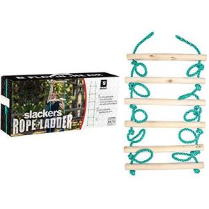 Slackers USA touwladder, extra accessoires voor Ninja LIne, draai-/klimframe, boomklimmer, 2,5 m lang, 6 stangen van hoogwaardig hout, 38 cm breed, 980021
