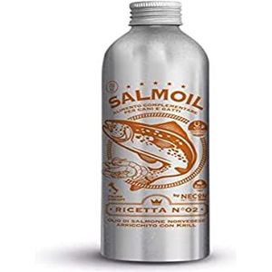 SALMOIL by NECON Pet Food Recipe 2, aanvullende voeding voor honden en katten op basis van Noorse zalmolie en krill met 250 ml, rijk aan vitamine E, Omega3, gemaakt in Italië