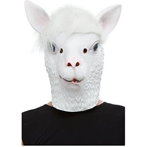 Smiffys 50879 Llama latex masker voor heren, wit