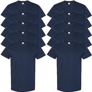 Gildan 10 stuks dik katoenen T-shirt stijl G5000 heren T-shirt (10 stuks), Navy Blauw