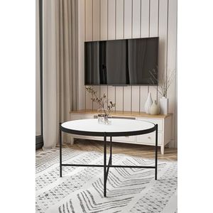 Hanah Home Table à café blanche élégante, 75 x 75 x 45 cm - 100% MDF et cadre en métal - Épaisseur : 12 mm - Design moderne pour salon et bureau