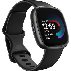 Fitbit Versa 4, Black Smartwatch uniseks volwassenen, zwart/aluminium grafiet, een maat