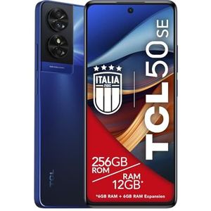 TCL 50SE Smartphone 4G Display 6,78"" FHD+ 90 Hz, 256 Go, 12 Go RAM (6 Go+6 Go RAM Expansion), 50 Mpx Caméra hybride, Android 14, Batterie 5010 mAh Fast Charging, Dual Sim, Blue, Câble USB Type-C