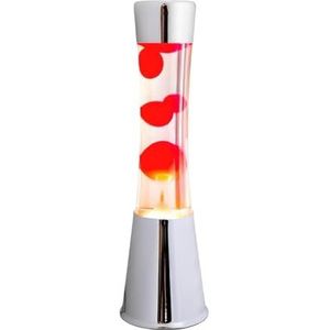 Fisura - Lavalamp met verchroomde basis Verscheidenheid aan modellen Lamp met ontspannend effect Met reservelampje 11 cm x 11 cm x 39,5 cm (rood, chroom)