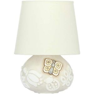THUN - Tafel- en bedlampenkap slaapkamer wit versierd met bloemen en vlinder - Accessoires voor thuis - Line Prestige - Klein - Keramiek - 14,6 x 12 x 16 H cm