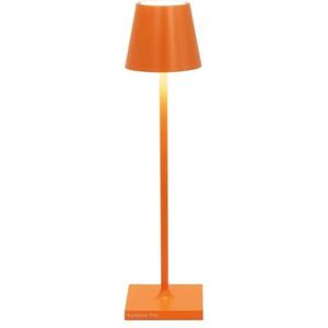 Zafferano Poldina Micro, oplaadbare en draadloze tafellamp met touch-bediening, geschikt voor woonkamer en buiten, dimmer 2200-3000 K, hoogte 27,5 cm, kleur: oranje