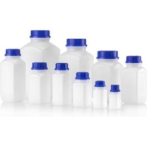 Kautex Vierkante container met brede hals van PVC serie 310 zonder dop, inhoud 100 ml, bruin