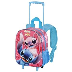 Disney Stitch-Small 3D rugzak met wieltjes, 26 x 34 cm, inhoud 12,5 l, roze, één maat, kleine 3D-rugzak met bijpassende wielen, Roze match, Kleine 3D-rugzak met bijpassende wielen