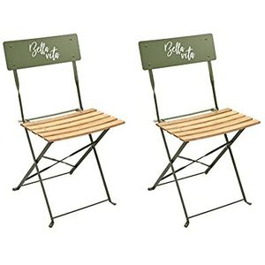 Home Deco Factory - HD7245 - Set met 2 klapstoelen Bella Vita groen kaki voor buiten