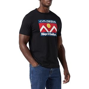 Kings of Indigo Darius T-shirt voor heren, Zwart (Black Mountain Flag 6907)