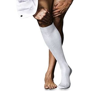 FALKE Heren nr. 10 lange ademende sokken katoen lichte glans versterkt platte naad met fijn geribbelde tenen effen elegant voor kleding en werk 1 paar, Wit (Wit 2000)