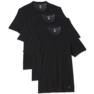 Nautica Set van 3 T-shirts met ronde hals van katoen voor heren (verpakking van 3), Zwart