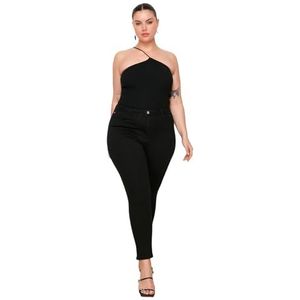 Trendyol Trendyol Dames Plus Size Hoge Taille Skinny Fit Jeans Grote Maat Damesbroek (1 stuk), zwart.