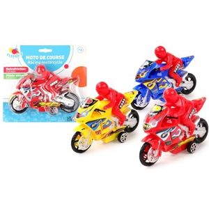 FLYPOP'S - Motorfiets - Mini-voertuig - 027560 - Verschillende kleuren - Kunststof - Achteruitwrijvingsvoertuig - Speelgoed voor kinderen - Cadeau - Verjaardag - 15,5 cm - Vanaf 3 jaar