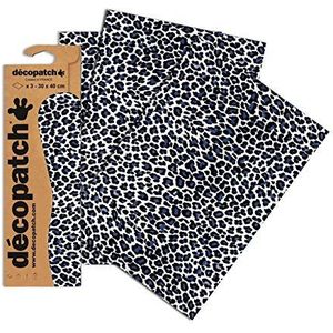 Decopatch 3 vellen papier nr. 614 (luipaard zwart en wit, 395 x 298 mm)