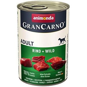Animonda Gran Carno hondenvoer, nat voer voor volwassen honden, rund + wild, 6 x 400 g