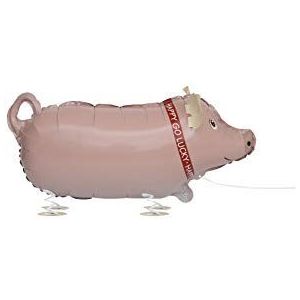 Unique - Lovely Standing Foil Walking Pet Pig Design Mooie staande folieballon | motief varken looppad, 53644, verschillende kleuren